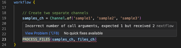 Incorrect number of args message